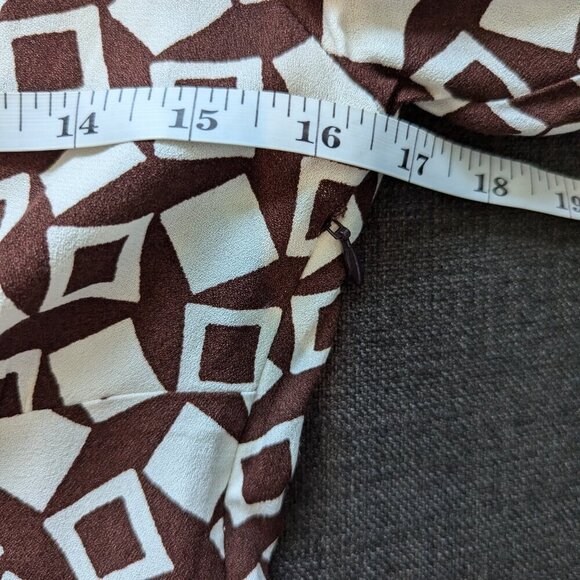 Reformation Will Mini Dress | Brown & Cream Geometric | 60s Style - Picture 6 of 11